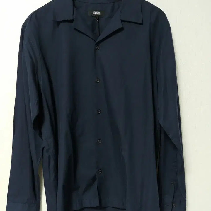 [SOLD OUT] [L] 무신사 스탠다드 오픈카라 롱 슬리브 셔츠 네이비