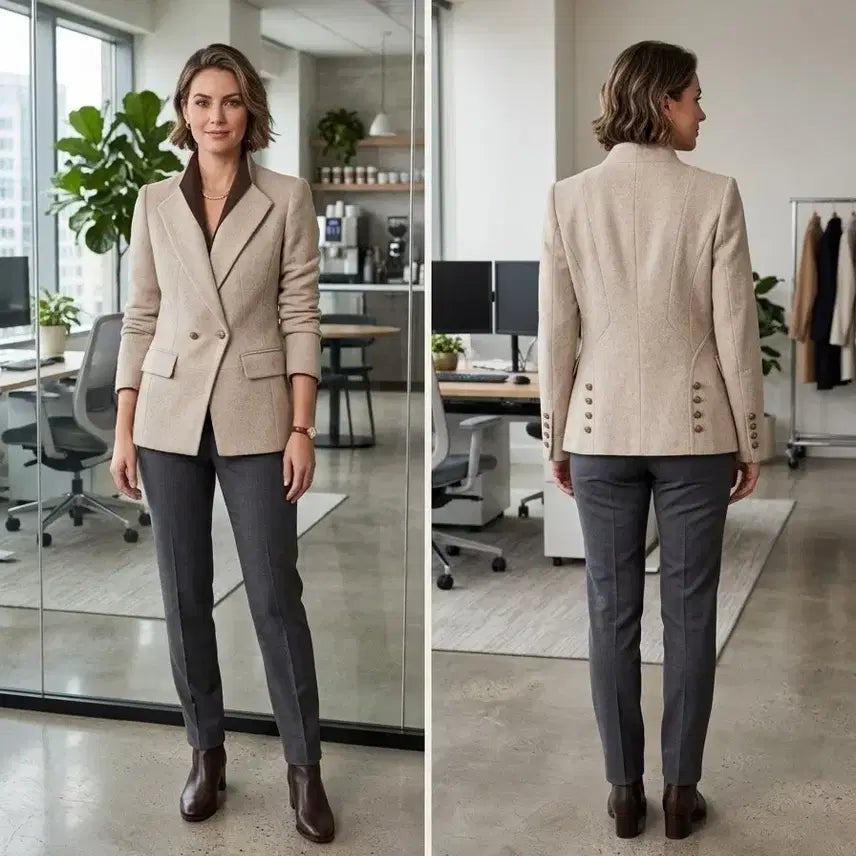 [BUNJANG] MOJO.S.PHINE New York Beige Double Button Blazer / MOJO.S.PHINE 뉴욕 베이지 더블 버튼 블레이저55