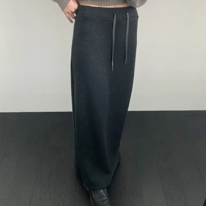 [BUNJANG] Shop Hour Long Skirt Charcoal Gray Banding / 샵아워 롱 스커트 차콜 그레이 밴딩