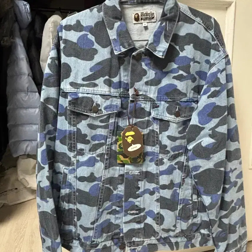 [BUNJANG] BAPE Blue Camo Oversized Denim Jacket / 베이프 블루 카모 오버 데님자켓