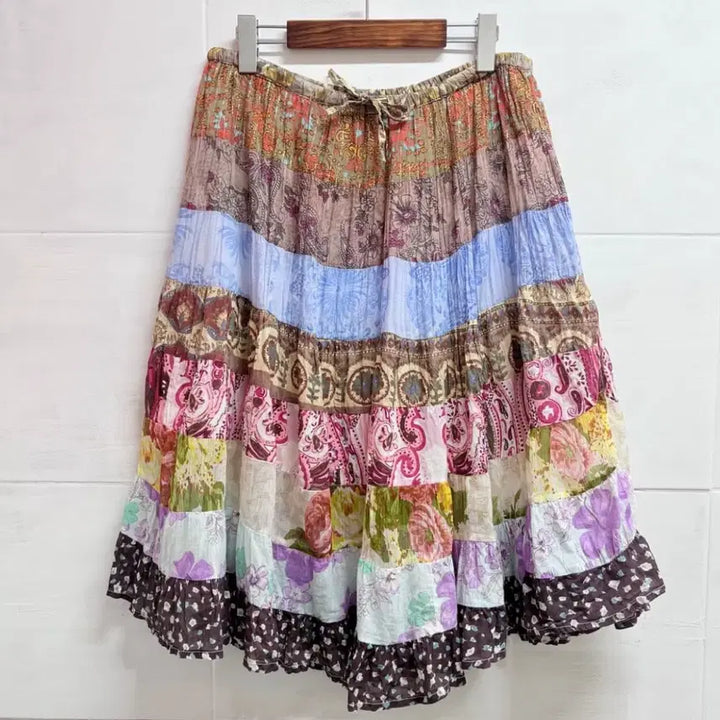 [BUNJANG] Vintage Patchwork Long Skirt Mori Hippie Grunge Y2K Fairy / 빈티지 패치워크 롱 스커트 모리 히피 그런지 y2k 페어리