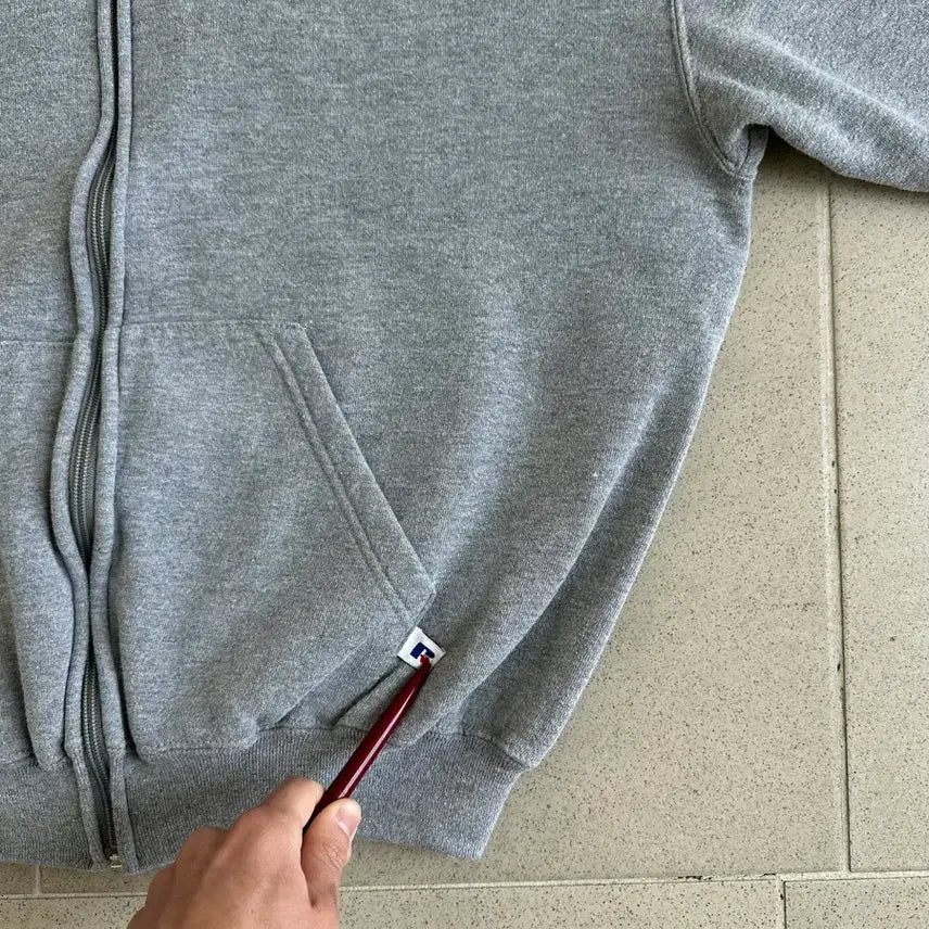 [BUNJANG] Russell 90s Vintage Hooded Zip-up Gray L / 90s 빈티지 러셀 후드집업 그레이 L
