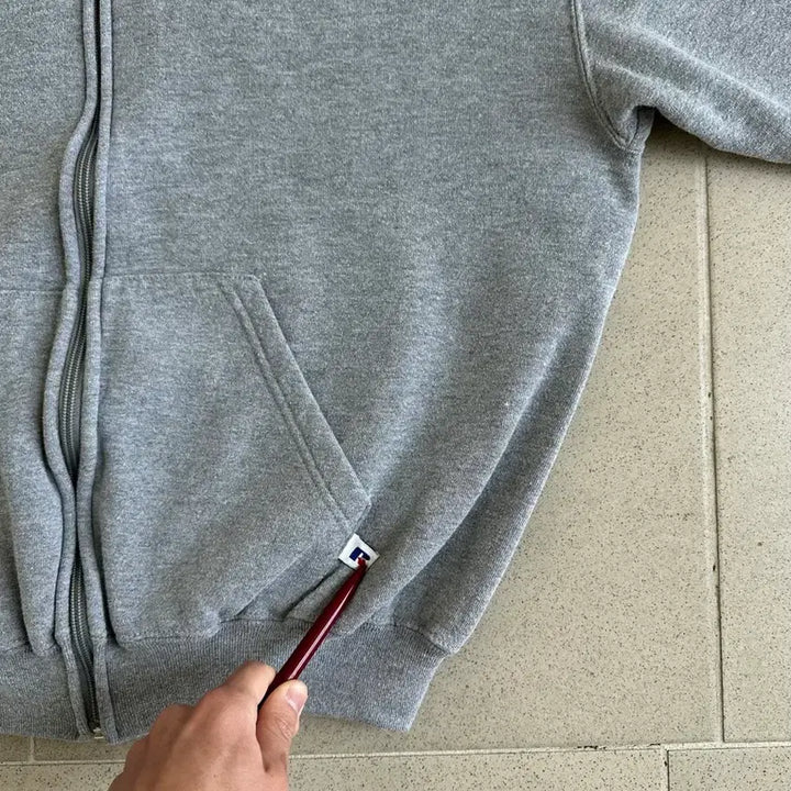 [BUNJANG] Russell 90s Vintage Hooded Zip-up Gray L / 90s 빈티지 러셀 후드집업 그레이 L