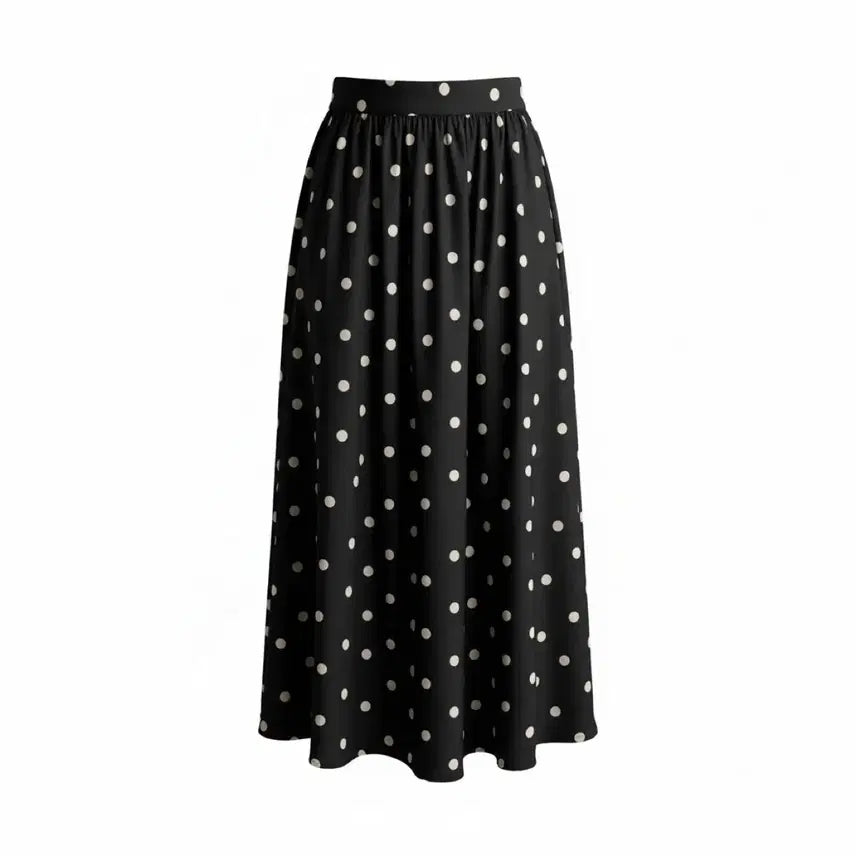 [BUNJANG] Black Dot Long Skirt / 블랙 도트 롱 스커트