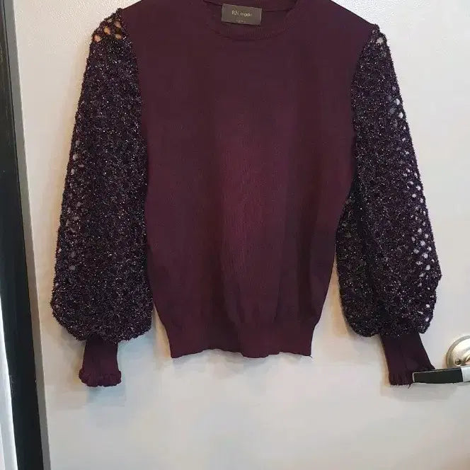 [BUNJANG] Sheer Knit Top - Burgundy / 시스루니트  프리