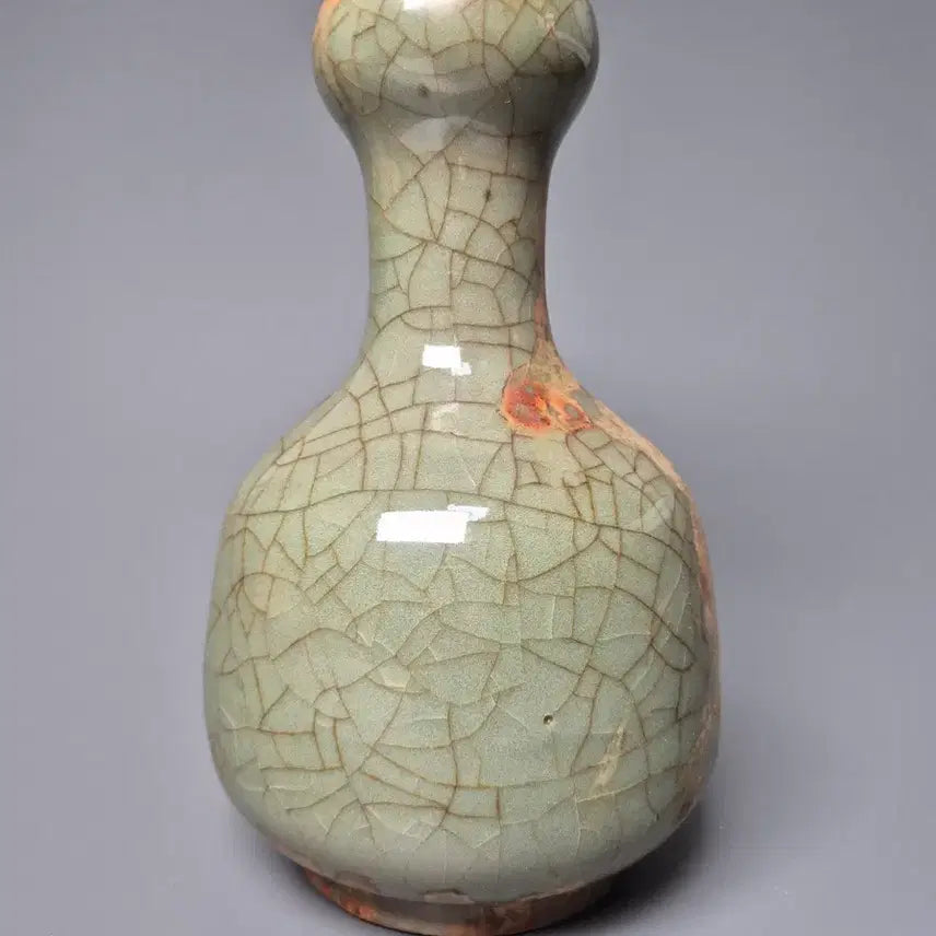 [BUNJANG] Song Dynasty Ge-Yao Celadon Porcelain Vase Antique / 송대 가요 청자 금사철선 관형병 출토계 중국도자기