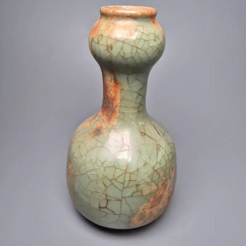 [BUNJANG] Song Dynasty Ge-Yao Celadon Porcelain Vase Antique / 송대 가요 청자 금사철선 관형병 출토계 중국도자기