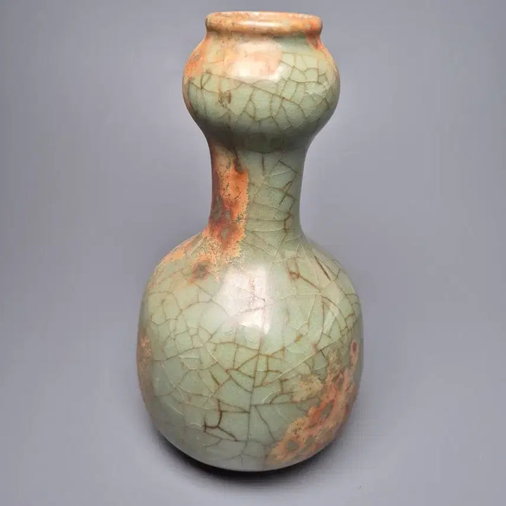 [BUNJANG] Song Dynasty Ge-Yao Celadon Porcelain Vase Antique / 송대 가요 청자 금사철선 관형병 출토계 중국도자기