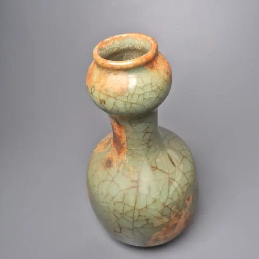 [BUNJANG] Song Dynasty Ge-Yao Celadon Porcelain Vase Antique / 송대 가요 청자 금사철선 관형병 출토계 중국도자기
