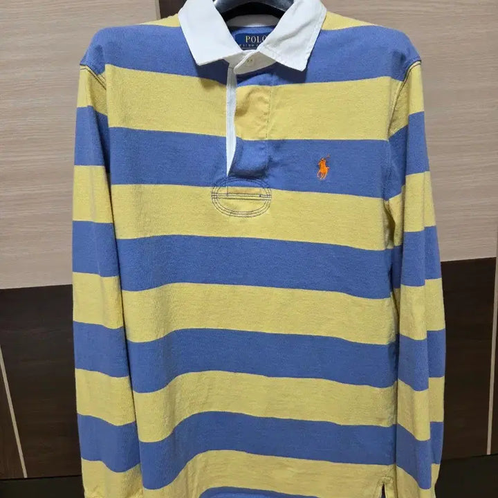 [BUNJANG] Polo Ralph Lauren Rugby Shirt / 폴로 랄프로렌 럭비티 블루 옐로우 스트라이프