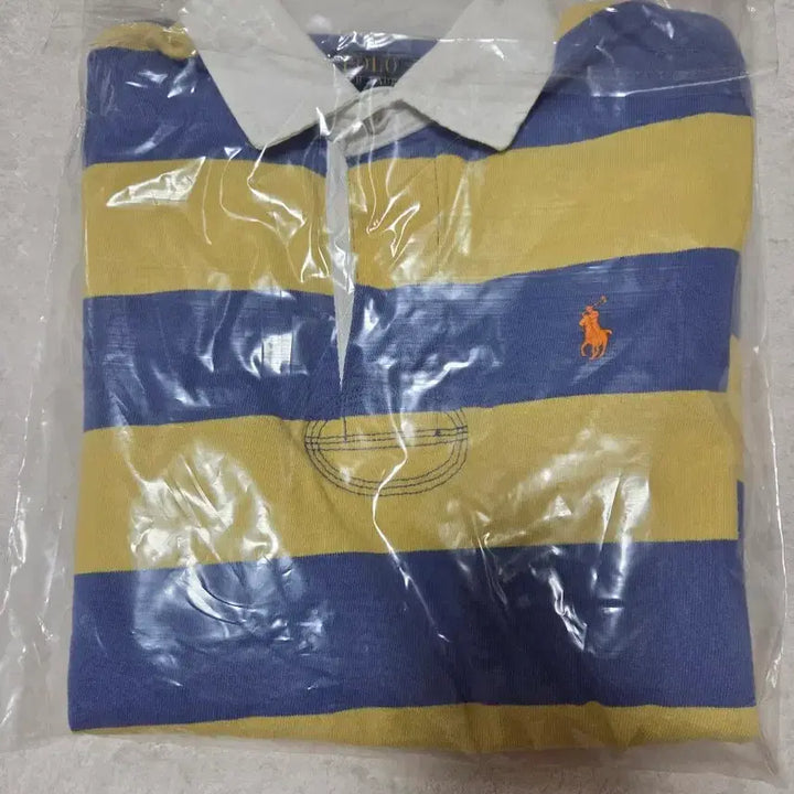 [BUNJANG] Polo Ralph Lauren Rugby Shirt / 폴로 랄프로렌 럭비티 블루 옐로우 스트라이프
