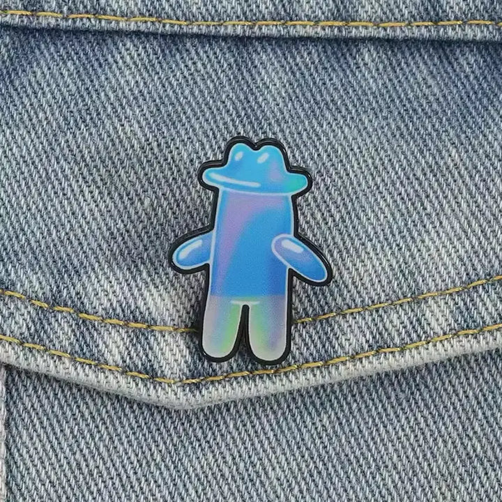 [BUNJANG] Spongebob Bubbleman Hologram Badge / 홀로그램 스폰지밥 비눗방물 케릭터 뱃지