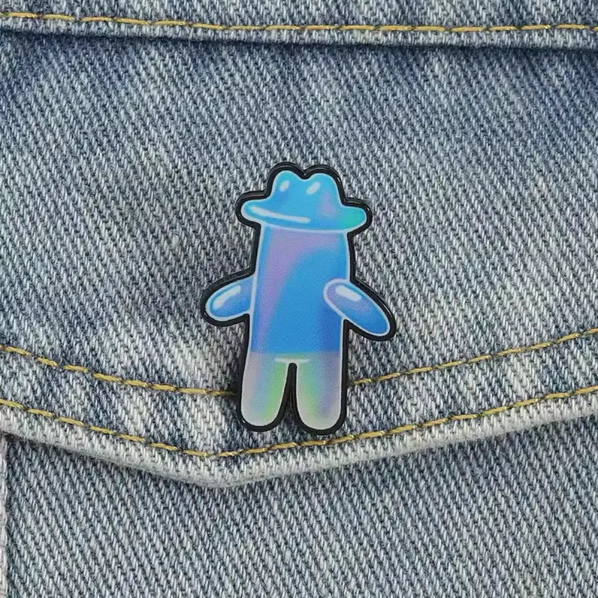 [BUNJANG] Spongebob Bubbleman Hologram Badge / 홀로그램 스폰지밥 비눗방물 케릭터 뱃지