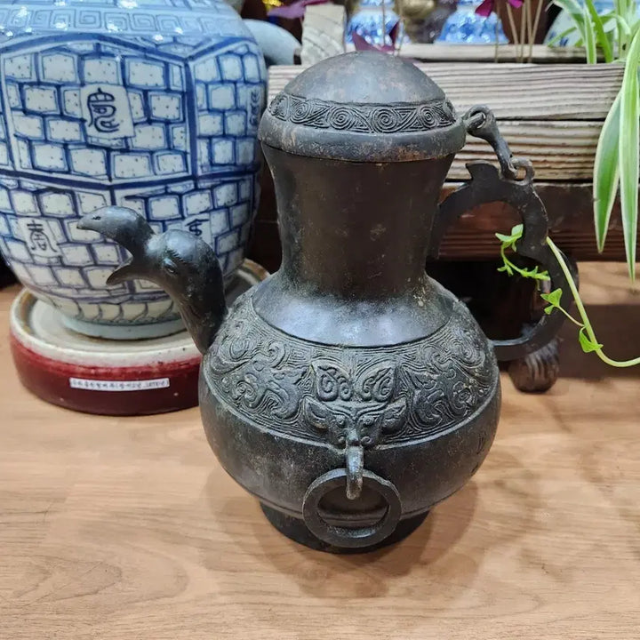 [BUNJANG] Antique Bronze Bird Kettle / 고미술 청동 새 주전자