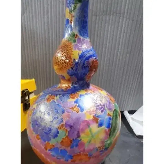 [BUNJANG] Qianlong Period Enamel Ware Gold Peony Pattern Gourd Vase / 대청건륭년제 법랑채 금란수국문 호로병