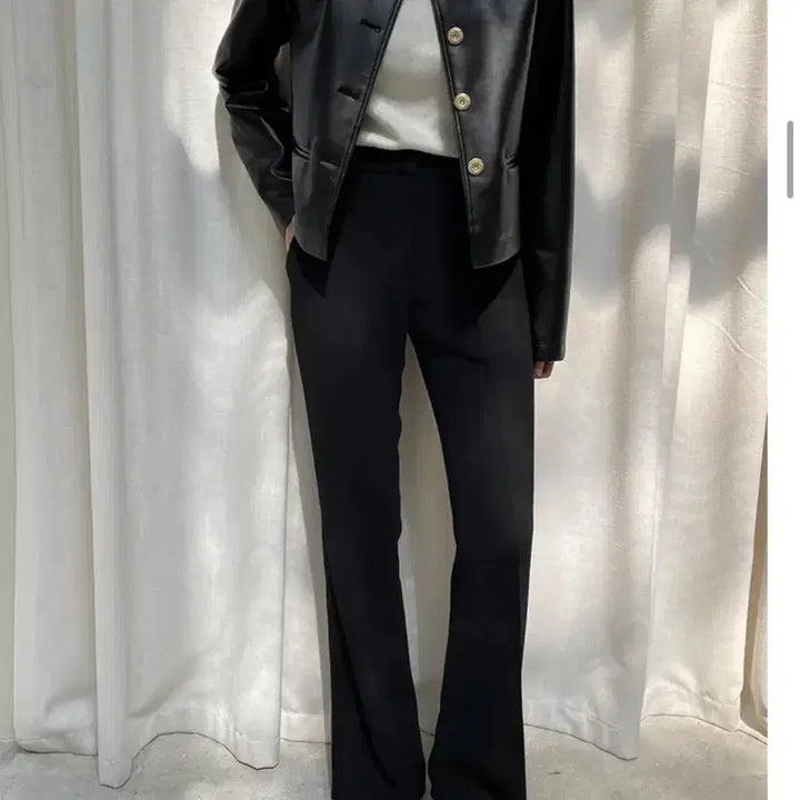 [BUNJANG] Like You Summer Semi Bootcut Slit Slacks Black M / 라이크유 썸머 세미 부츠컷 슬릿 슬랙스 블랙 m