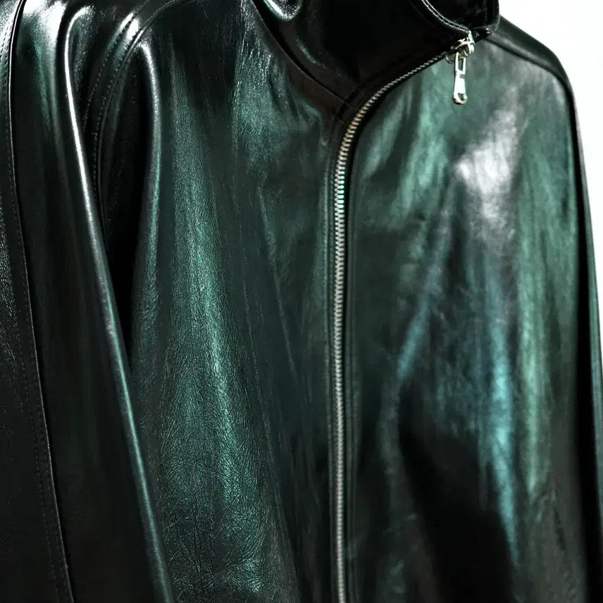 [BUNJANG] STU Lambskin Leather Jacket Black L / STU  램스킨 레더 자켓 in black L
