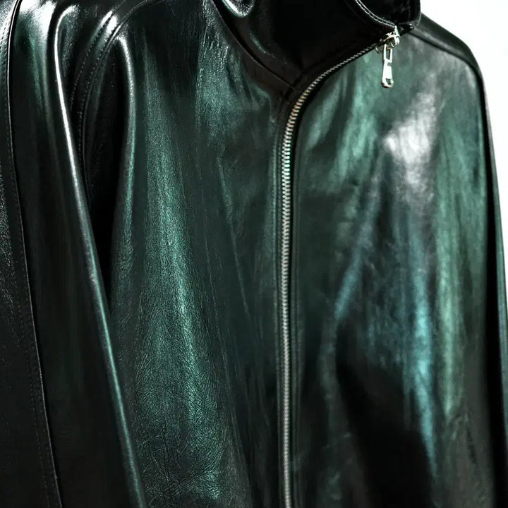 [BUNJANG] STU Lambskin Leather Jacket Black L / STU  램스킨 레더 자켓 in black L