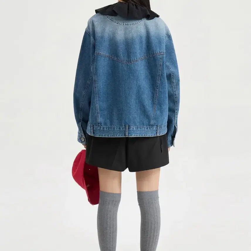 [SOLD OUT] (새상품) 럭키슈에뜨 V넥 오버사이즈 데님 자켓 38