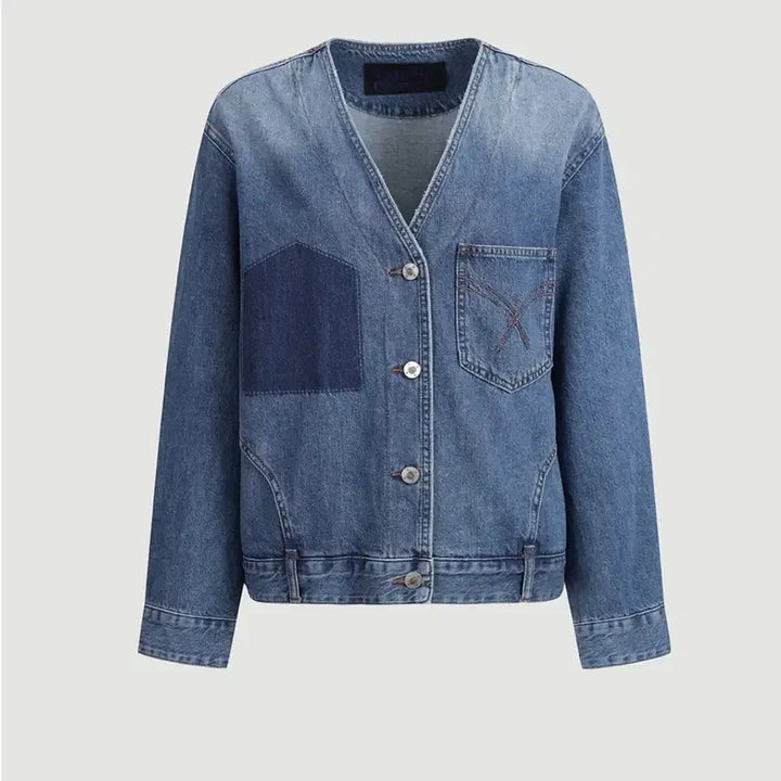 [SOLD OUT] (새상품) 럭키슈에뜨 V넥 오버사이즈 데님 자켓 38