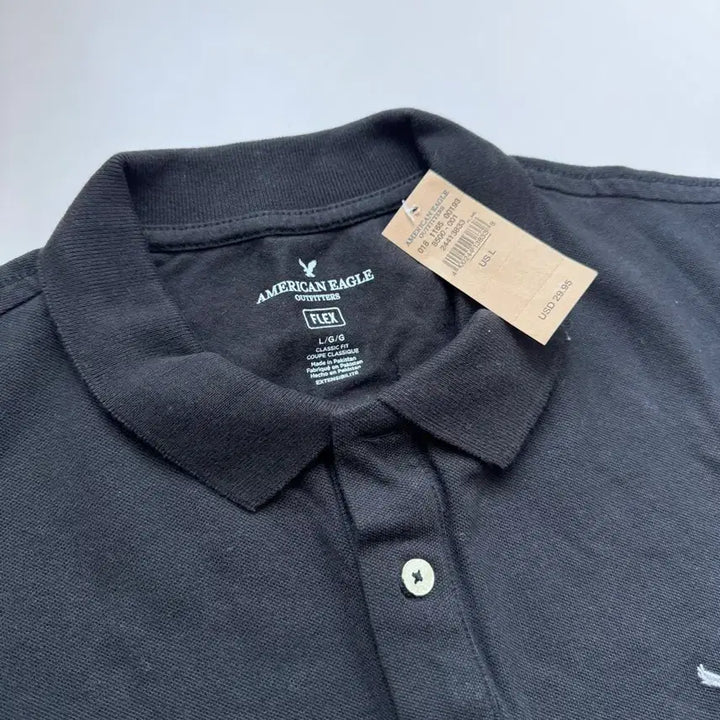 [BUNJANG] American Eagle Short Sleeve Collar T-Shirt Classic Fit L Black / 아메리칸이글 반팔카라티 클래식핏 L 블랙 미개봉 새상품