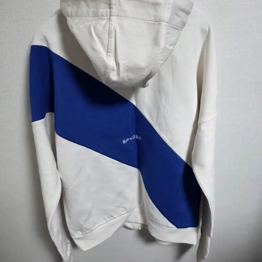 [BUNJANG] Spyder Diagonal Logo Hooded Zip-up (White/Blue) - 95 / [새상품/급처] 스파이더 사선 로고 후드 집업 (화이트/블루) - 95