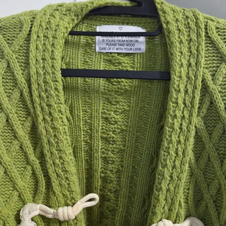 [BUNJANG] Stylenanda Duffle Wool Cable Knit Cardigan / 스타일난다 더플 울케이블 니트 가디건