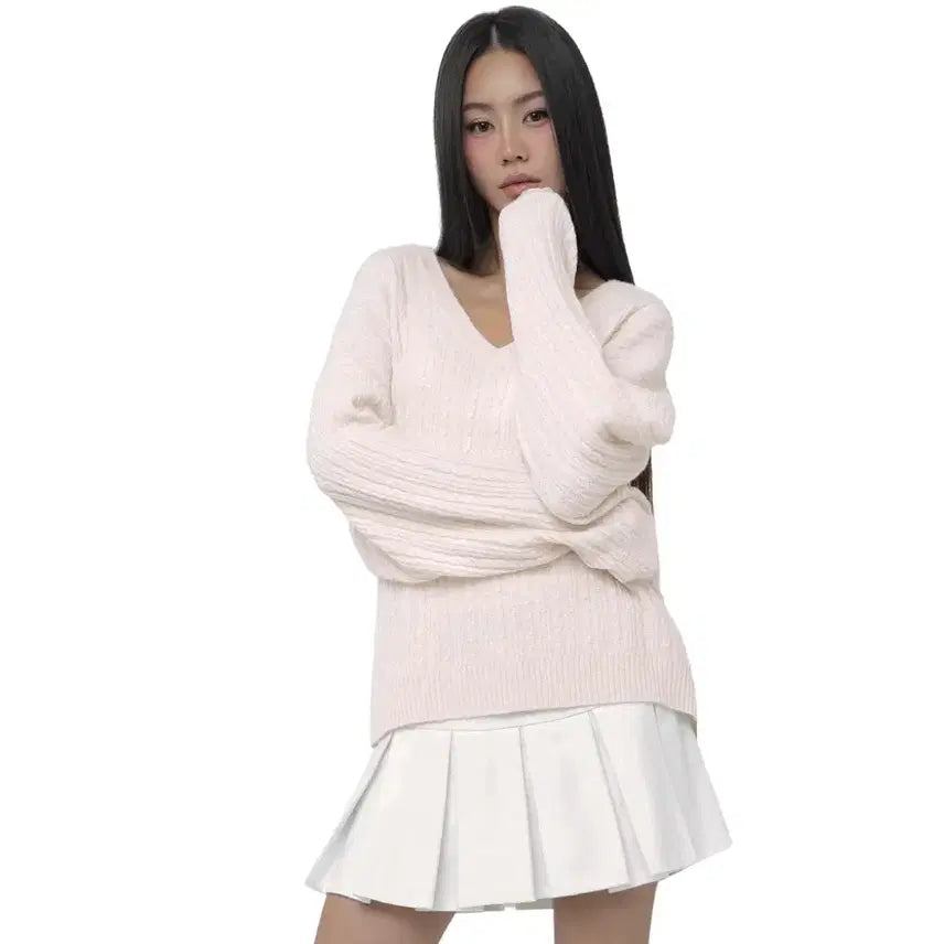 [BUNJANG] Clicheria Lyric Cable Knit Sweater / 클리시어 리릭 케이블 니트 미개봉 판매해용