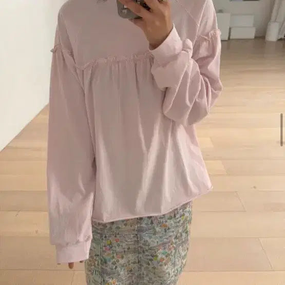 [BUNJANG] Festo Ruffle Tee Pink / 페스토 러플티 핑크