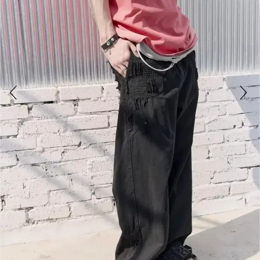 [BUNJANG] Polytelu Black Denim Pants / [3] 폴리테루 보로팬츠 블랙데님ver