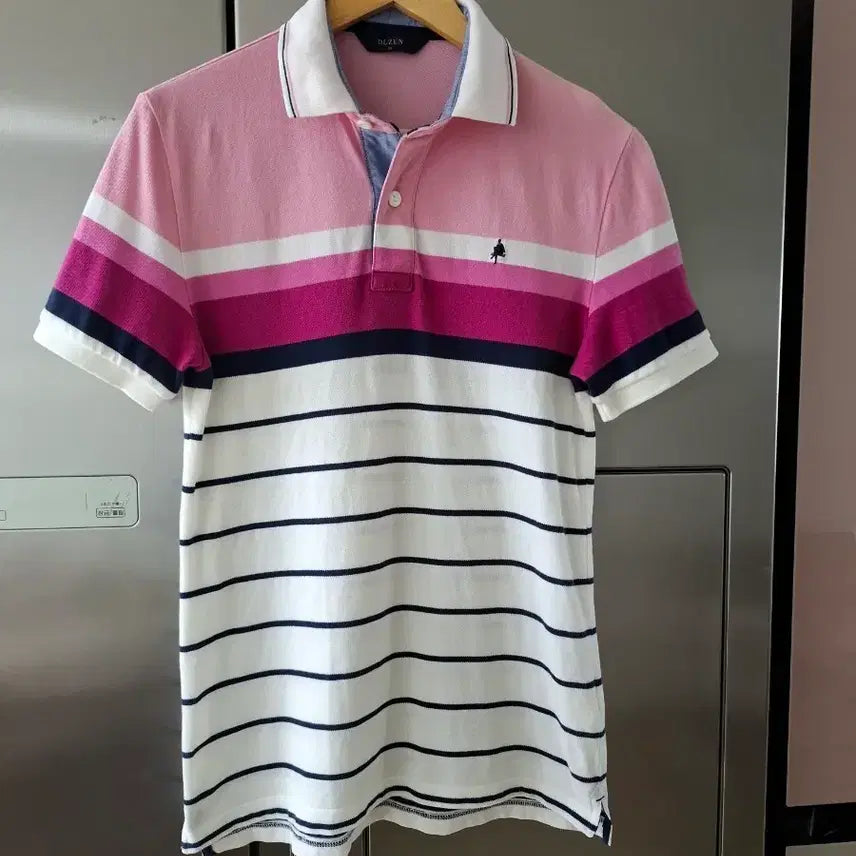 [SOLD OUT] 올젠 핑크 스트라이프 반팔 카라티