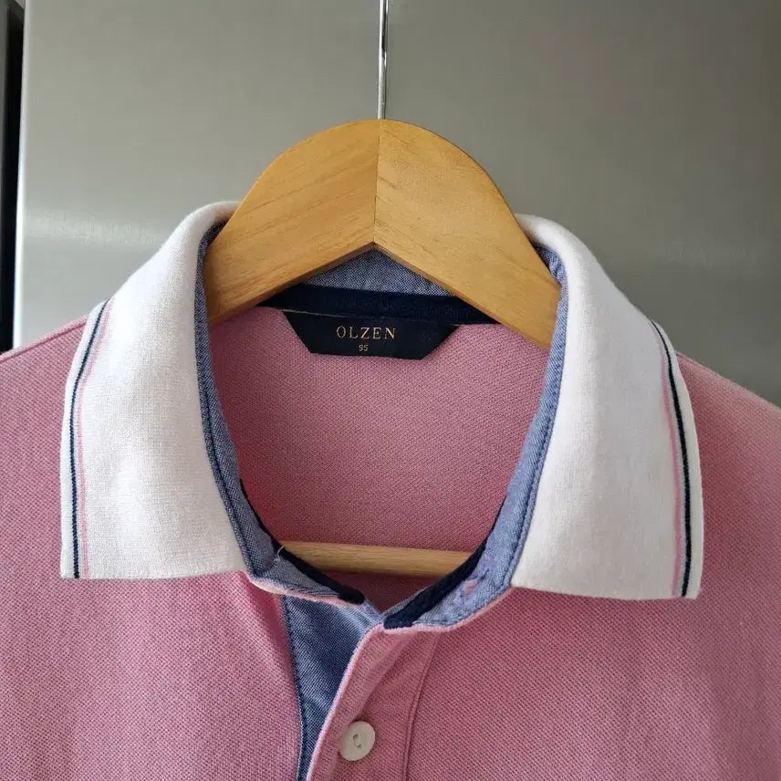 [SOLD OUT] 올젠 핑크 스트라이프 반팔 카라티