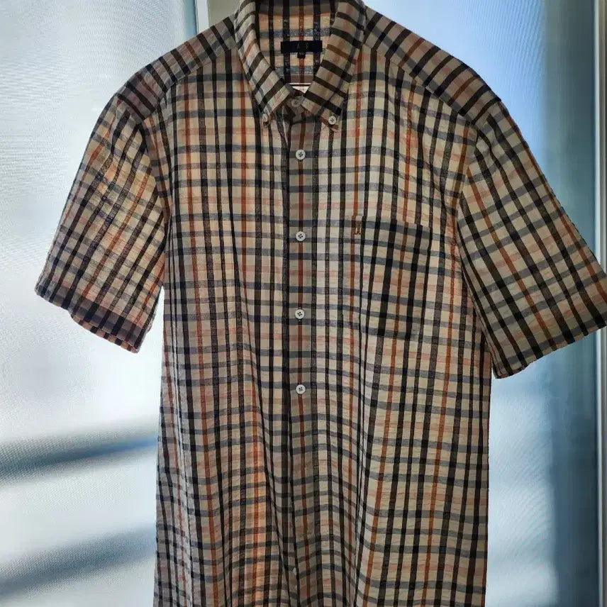 [BUNJANG] Daks Checkered Short Sleeve Shirt / 닥스 체크 반팔 셔츠