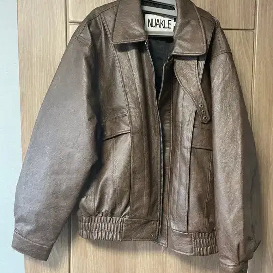 [SOLD OUT] NUAKLE 자켓  누아클레 빈티지 크랙 레더 블루종 라이더자켓