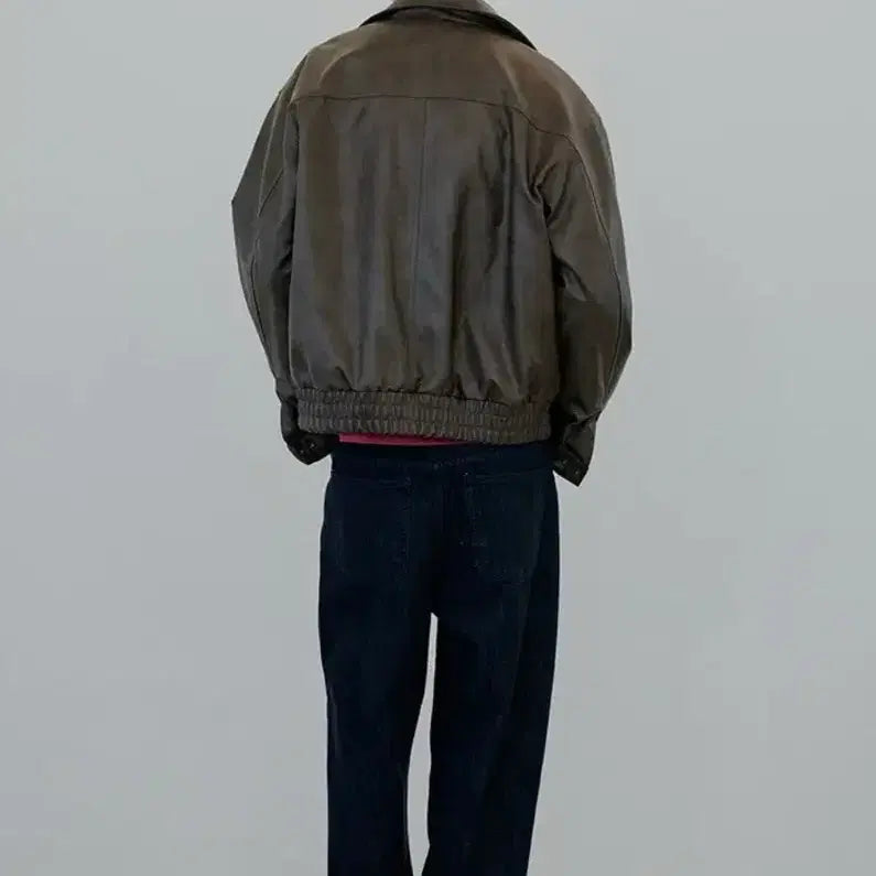 [SOLD OUT] NUAKLE 자켓  누아클레 빈티지 크랙 레더 블루종 라이더자켓