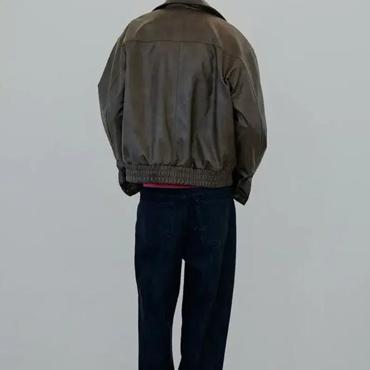 [SOLD OUT] NUAKLE 자켓  누아클레 빈티지 크랙 레더 블루종 라이더자켓