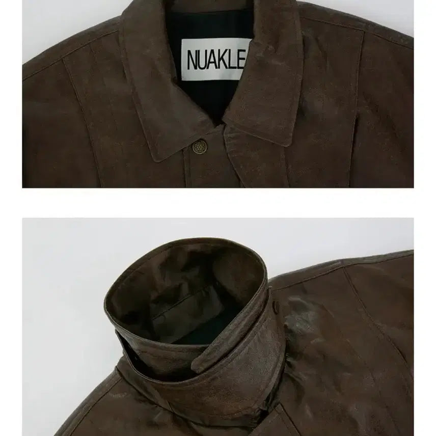 [SOLD OUT] NUAKLE 자켓  누아클레 빈티지 크랙 레더 블루종 라이더자켓