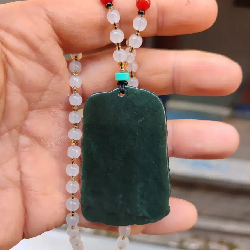 [BUNJANG] Natural Jade Dragon Carving Pendant / 천연옥 용조각메달