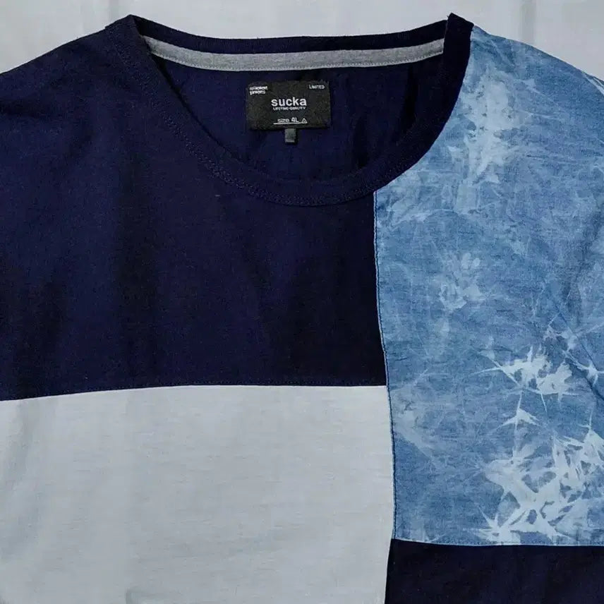 [BUNJANG] Sucka Tie-Dye Color Block Unique Big Size T-Shirt XL / [XL] Sucka 타이다이 배색 유니크 빅사이즈 반팔 티셔츠