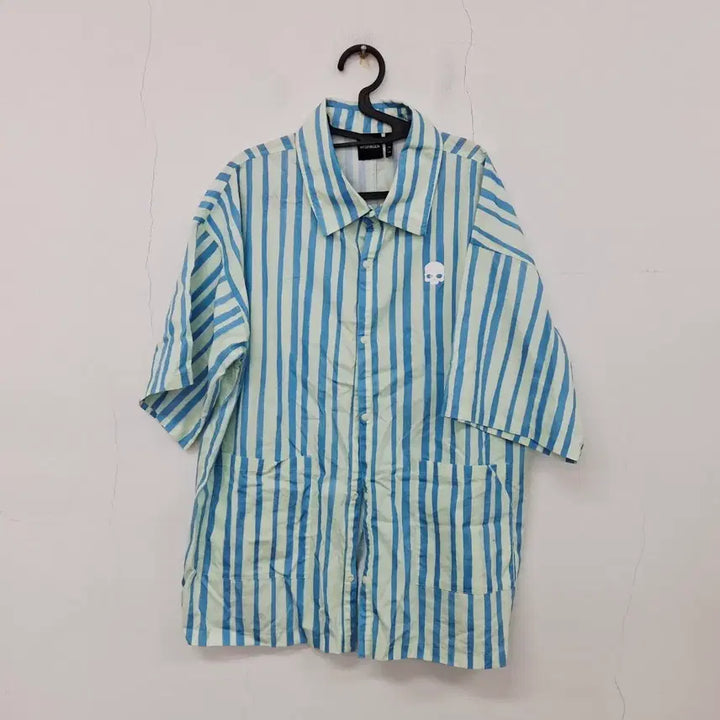 [SOLD OUT] 하이드로겐 24 스트라이프 반팔 셔츠 남성 남방 XL 105