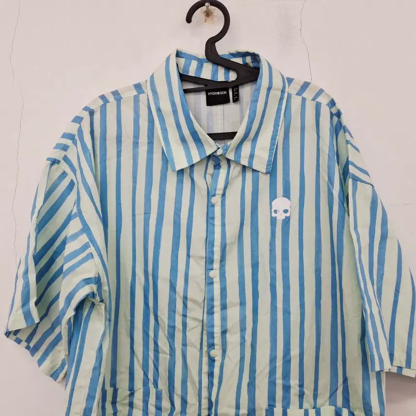 [SOLD OUT] 하이드로겐 24 스트라이프 반팔 셔츠 남성 남방 XL 105