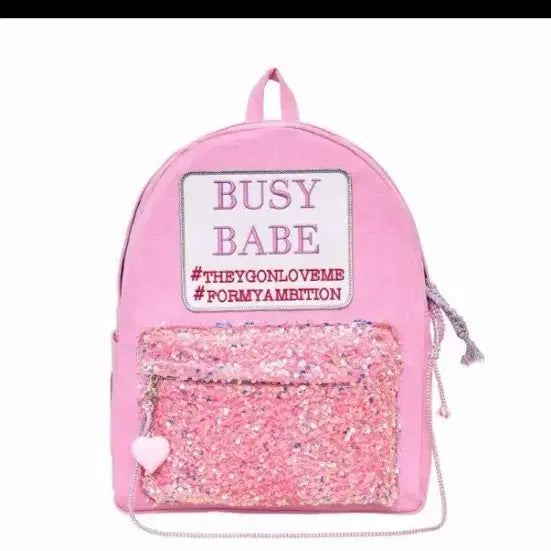 [BUNJANG] Entrev Busy Baby Pink Sequin Backpack / 앙트레브 비지 베이비 핑크 스팽글 민트급