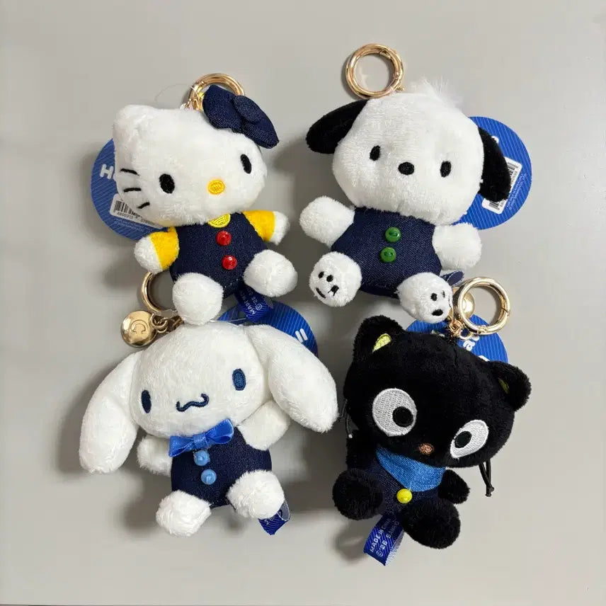 [BUNJANG] Sanrio Denim Charm Doll Keyring / 정품 산리오 데님 가방고리 인형 키링_헬로키티/시나모롤