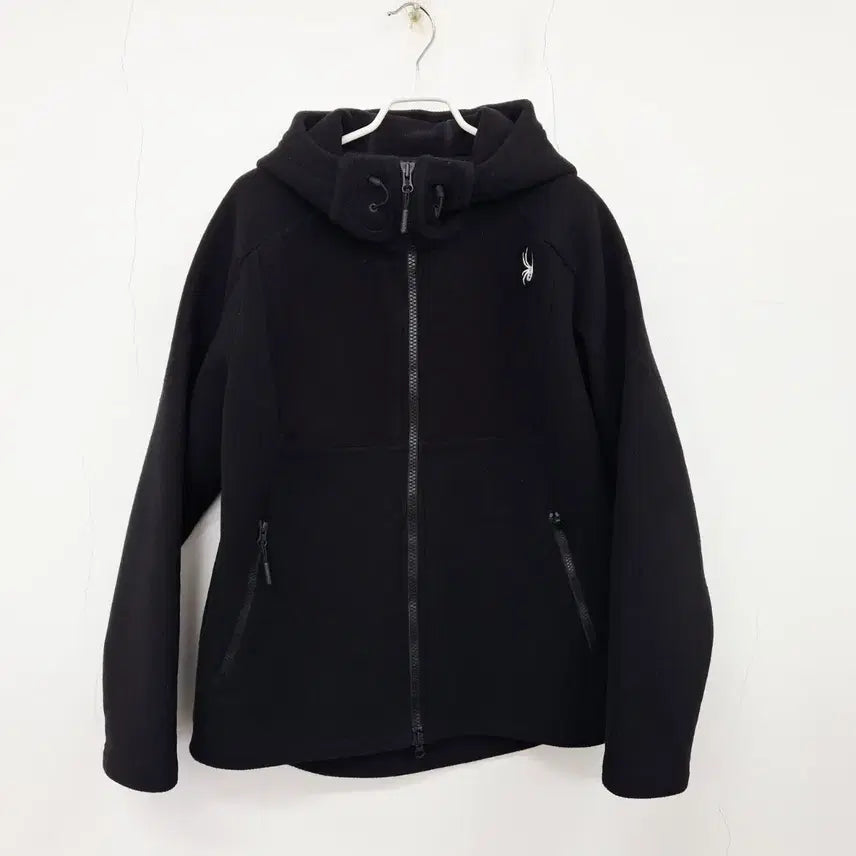 [BUNJANG] Spider Fleece Hooded Zip-Up Jacket (Black) / 스파이더 플리스 후드 집업 자켓 L 블랙