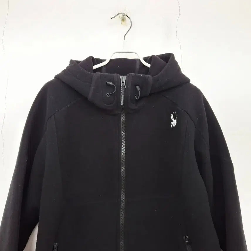 [BUNJANG] Spider Fleece Hooded Zip-Up Jacket (Black) / 스파이더 플리스 후드 집업 자켓 L 블랙