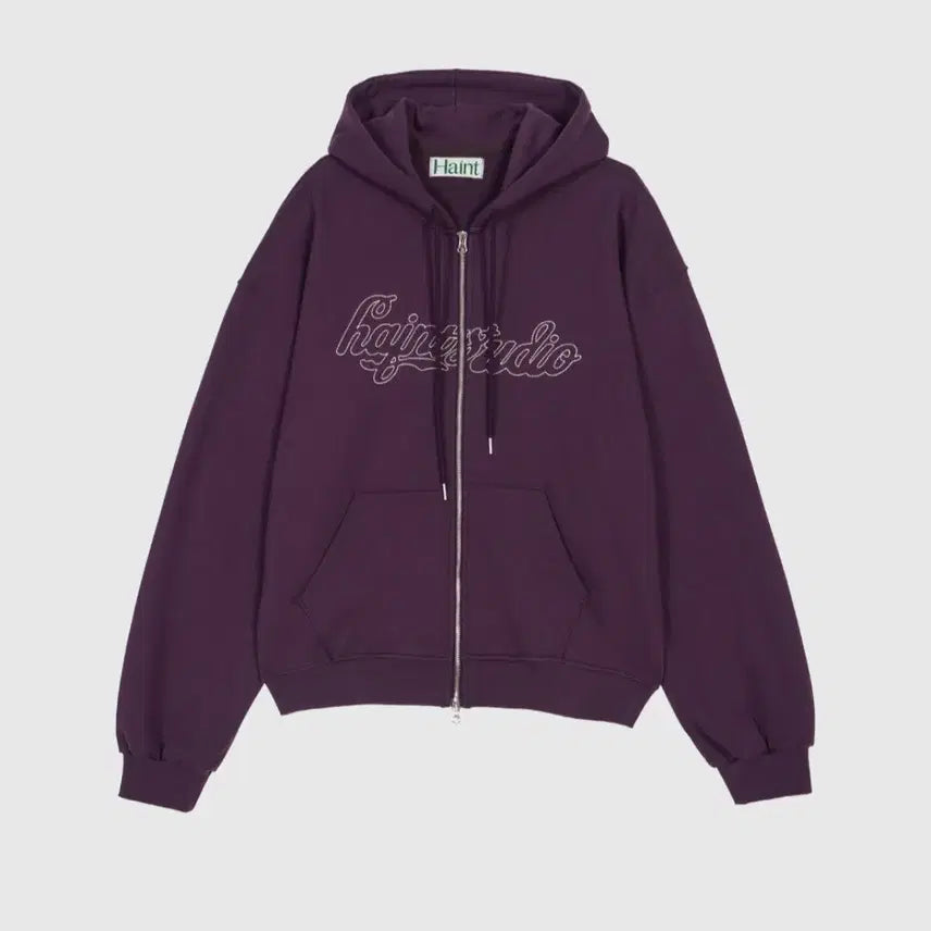 [BUNJANG] Heint Loose Fit Embroidered Two-Way Sweat Hoodie Zip-Up / (새상품)헤인트 루즈핏 자수 투웨이 스웻 후드집업