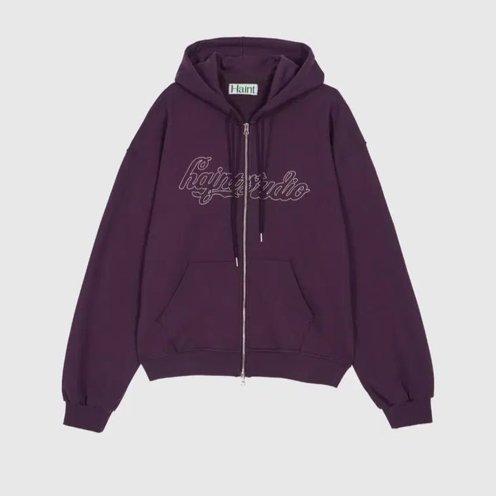 [BUNJANG] Heint Loose Fit Embroidered Two-Way Sweat Hoodie Zip-Up / (새상품)헤인트 루즈핏 자수 투웨이 스웻 후드집업