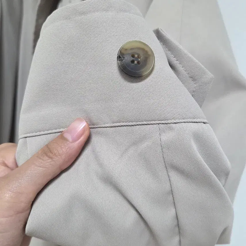 [BUNJANG] Zigzag 2cm Single Belt Trench Coat (Cream Beige) / 지그재그 이센치 싱글 벨트 트렌치코트 (크림베이지)