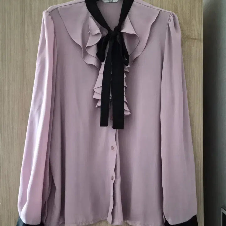 [BUNJANG] Lavender Pink Chiffon Tie Blouse - Size S / (여름뮤트 추천)라벤더 핑크 쉬폰 타이 블라우스 s사이즈