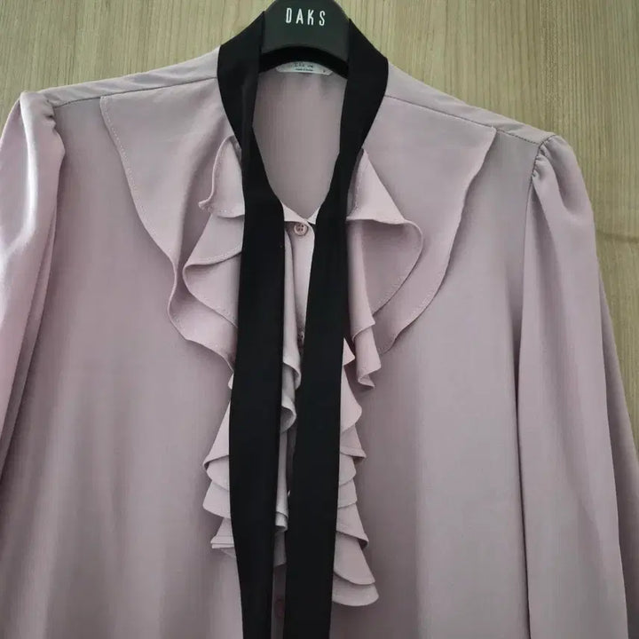 [BUNJANG] Lavender Pink Chiffon Tie Blouse - Size S / (여름뮤트 추천)라벤더 핑크 쉬폰 타이 블라우스 s사이즈